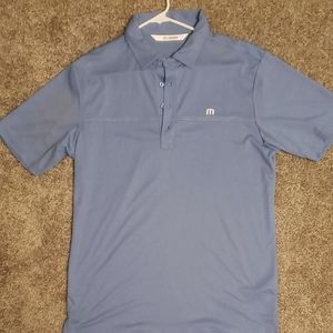 Travis Mathew Mens Polo Shirt Light Blue Short Sle